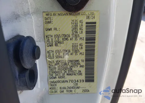 2015 Nissan Frontier Sv из США, поврежденный, VIN 1N6AD0CU6FN703439